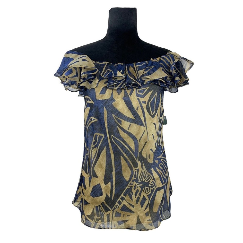 Lauren Ralph Lauren Size 6 Ruffled Off The Shoulder Chiffon Blouse NWT